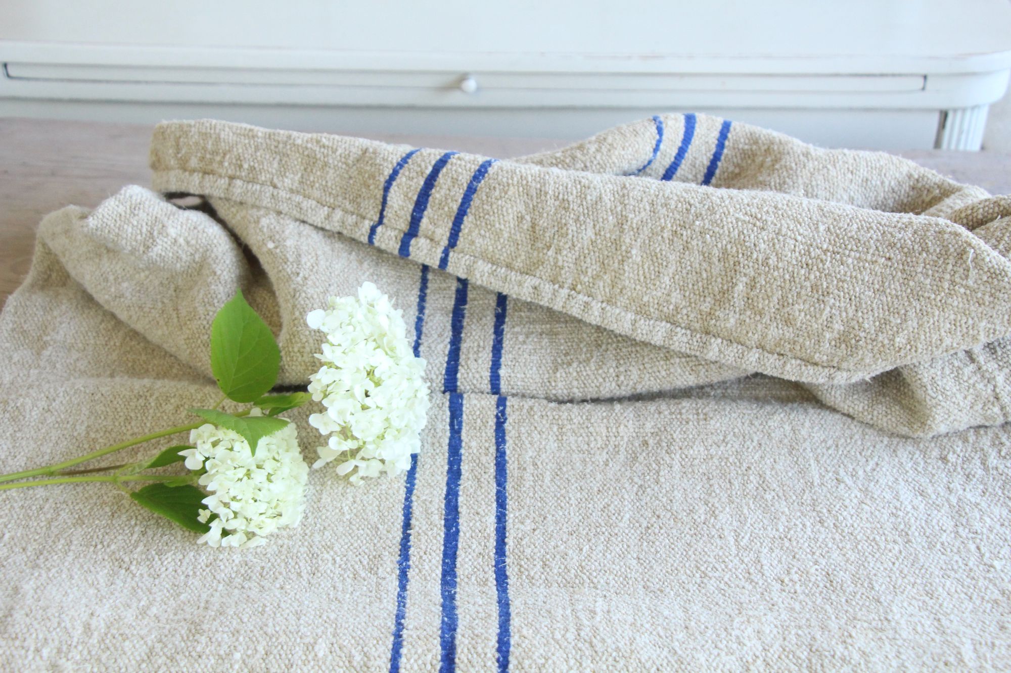antique linen grainsack, pillow fabric, farmhouse decor, durable, L 917 - Image 3