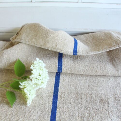 antique linen grainsack, pillow fabric, farmhouse decor, durable, L 916