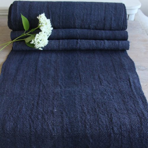 dyed antique linen fabric, 5.57 y, upholstery fabric, stairrunner, rustic, herringbone, Z 223