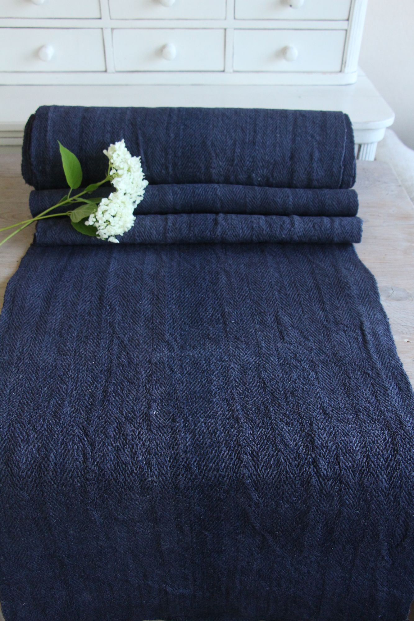 dyed antique linen fabric, 5.57 y, upholstery fabric, stairrunner, rustic, herringbone, Z 223