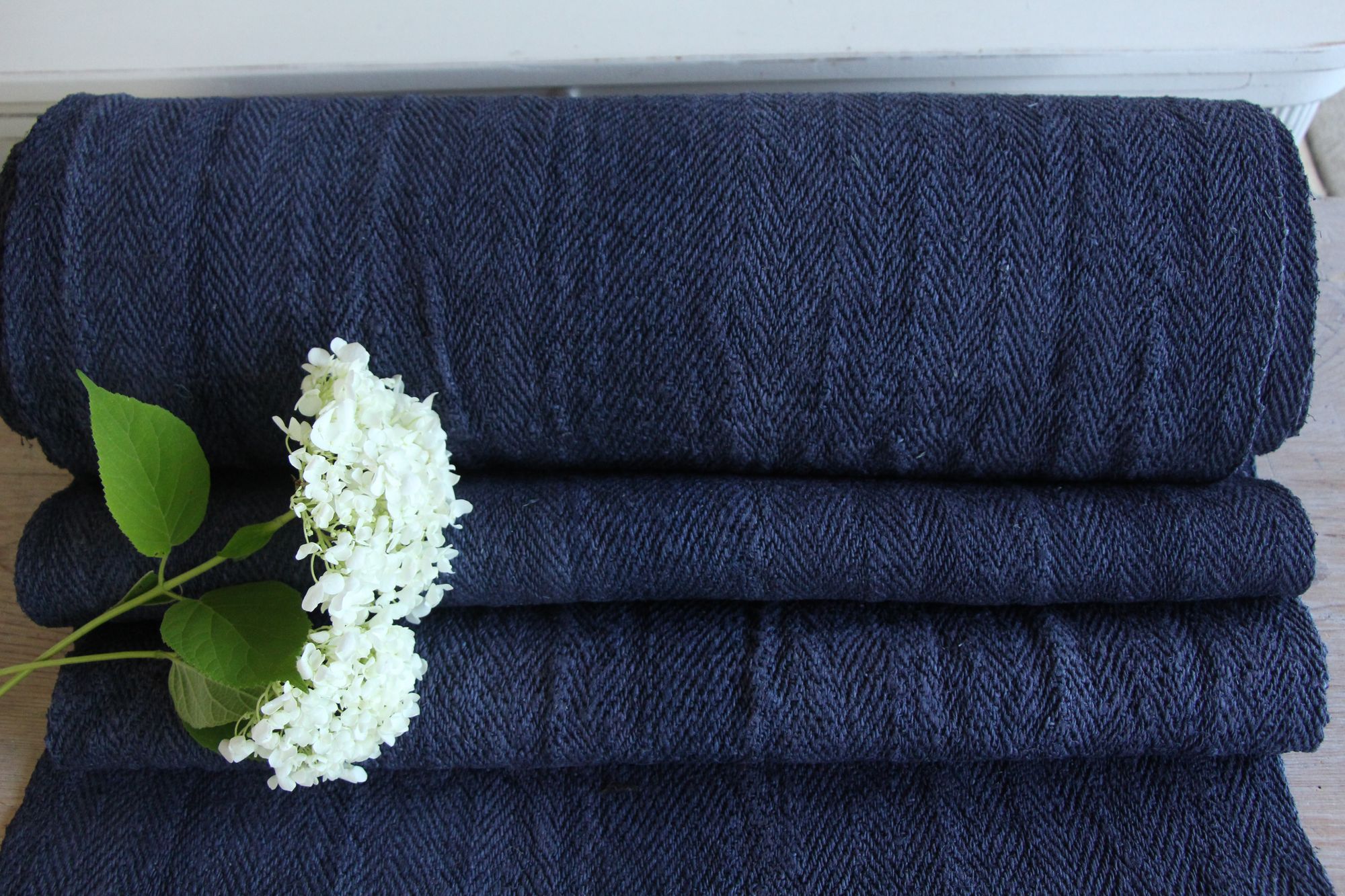 dyed antique linen fabric, 5.57 y, upholstery fabric, stairrunner, rustic, herringbone, Z 223 - Image 5