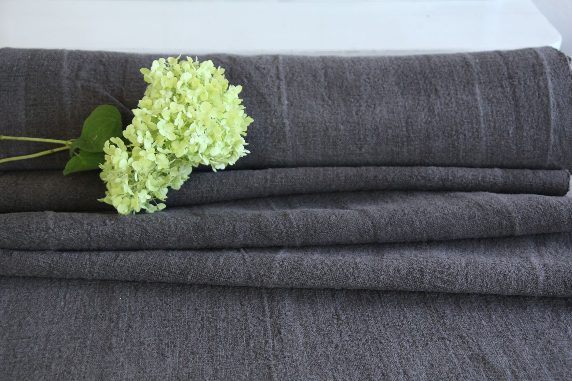 dyed antique linen fabric, 9.29 y, upholstery fabric, stairrunner, rustic, Z 249 - Image 3
