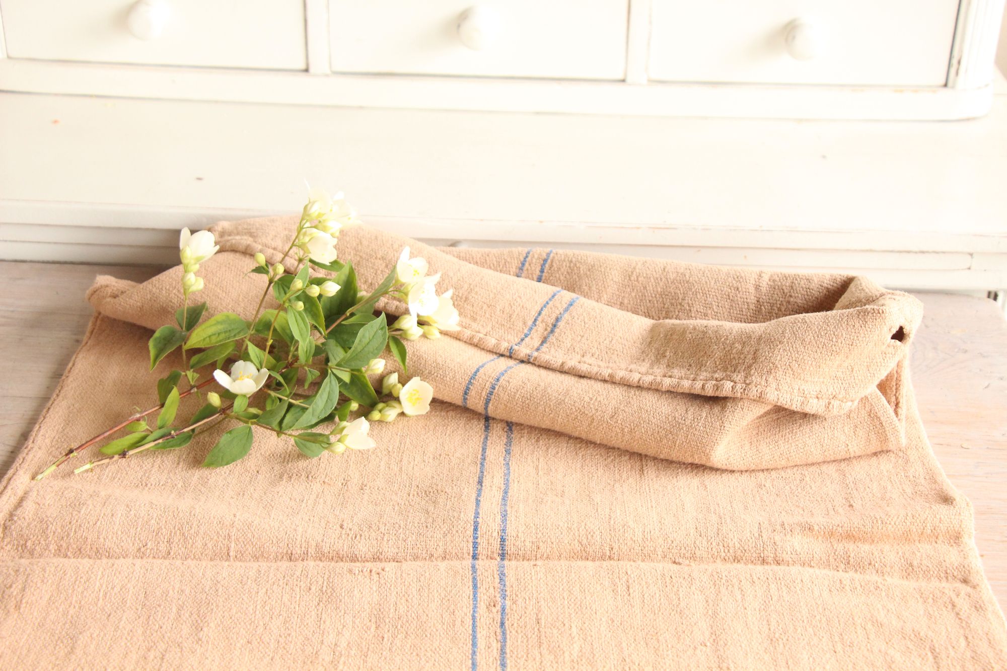antique linen grainsack, rustic, pillow fabric, durable, dyed linen, Wabi Sabi, L 867 - Image 8