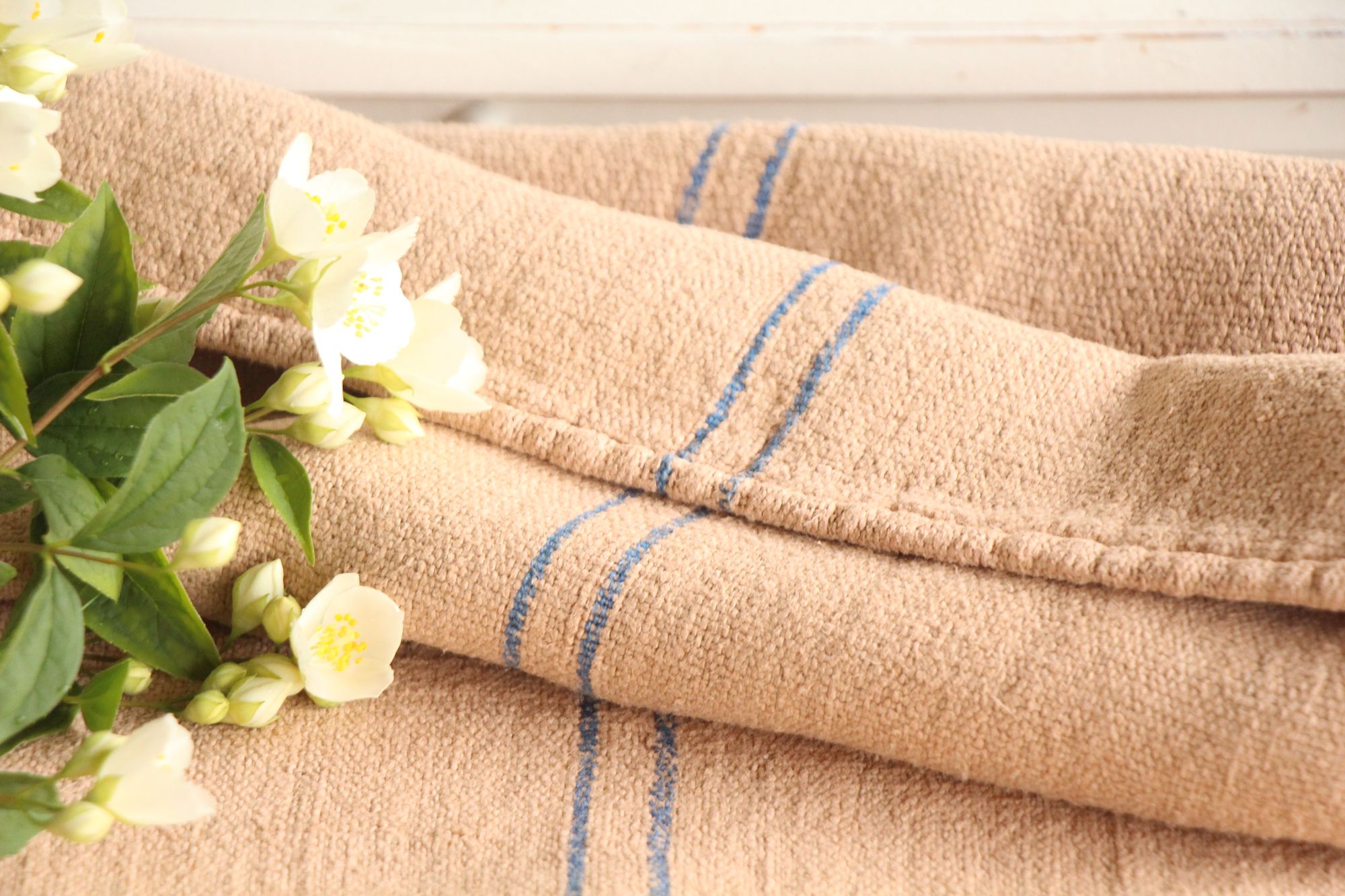 antique linen grainsack, rustic, pillow fabric, durable, dyed linen, Wabi Sabi, L 867 - Image 6