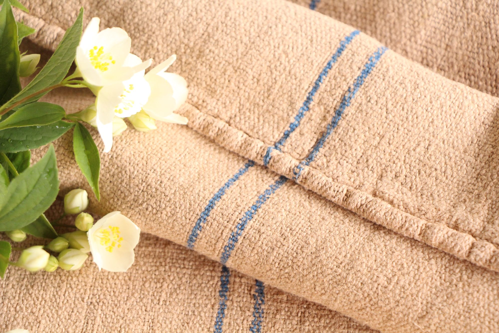 antique linen grainsack, rustic, pillow fabric, durable, dyed linen, Wabi Sabi, L 867 - Image 4