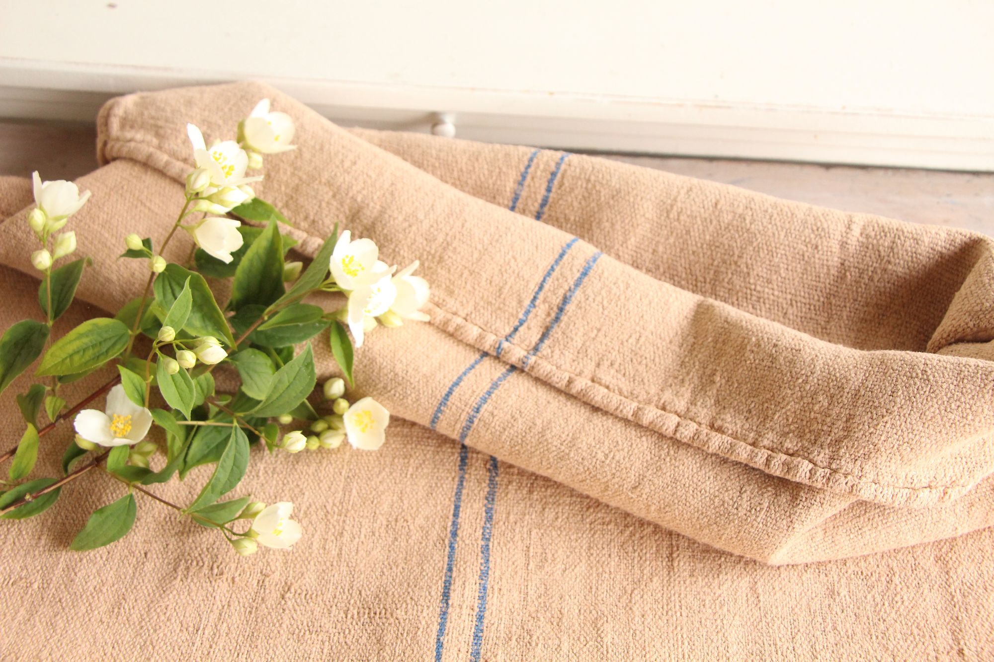 antique linen grainsack, rustic, pillow fabric, durable, dyed linen, Wabi Sabi, L 867 - Image 3