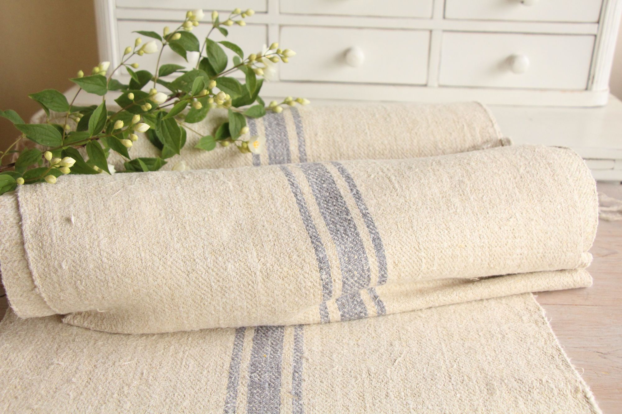 antique linen fabric, 16.62 y, bulk offer, farmhouse decor, stairrunner fabric, Z 186 - Image 6