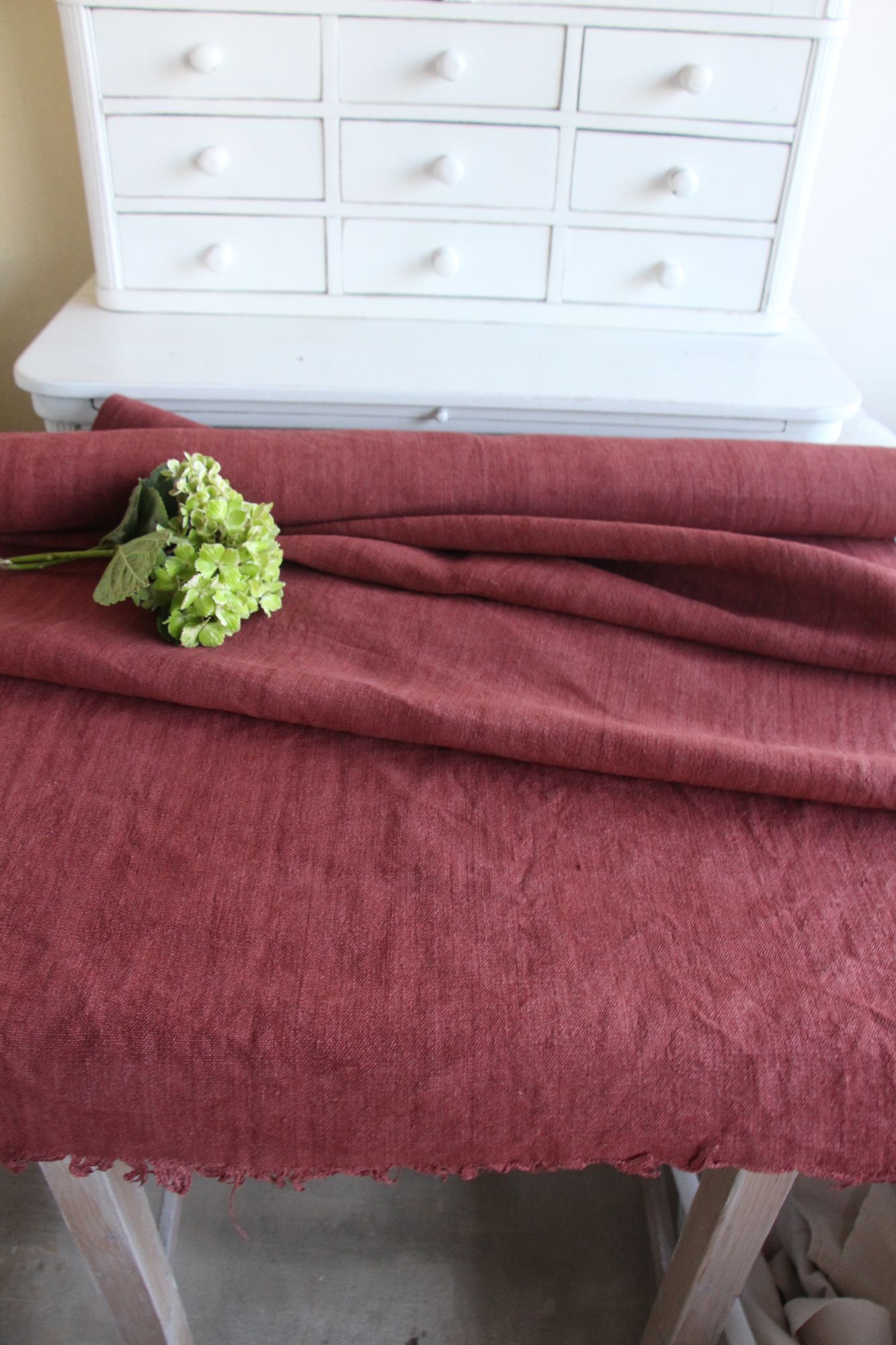 dyed antique linen fabric, 5.79 y, upholstery fabric, french linen, Z 260 - Image 10