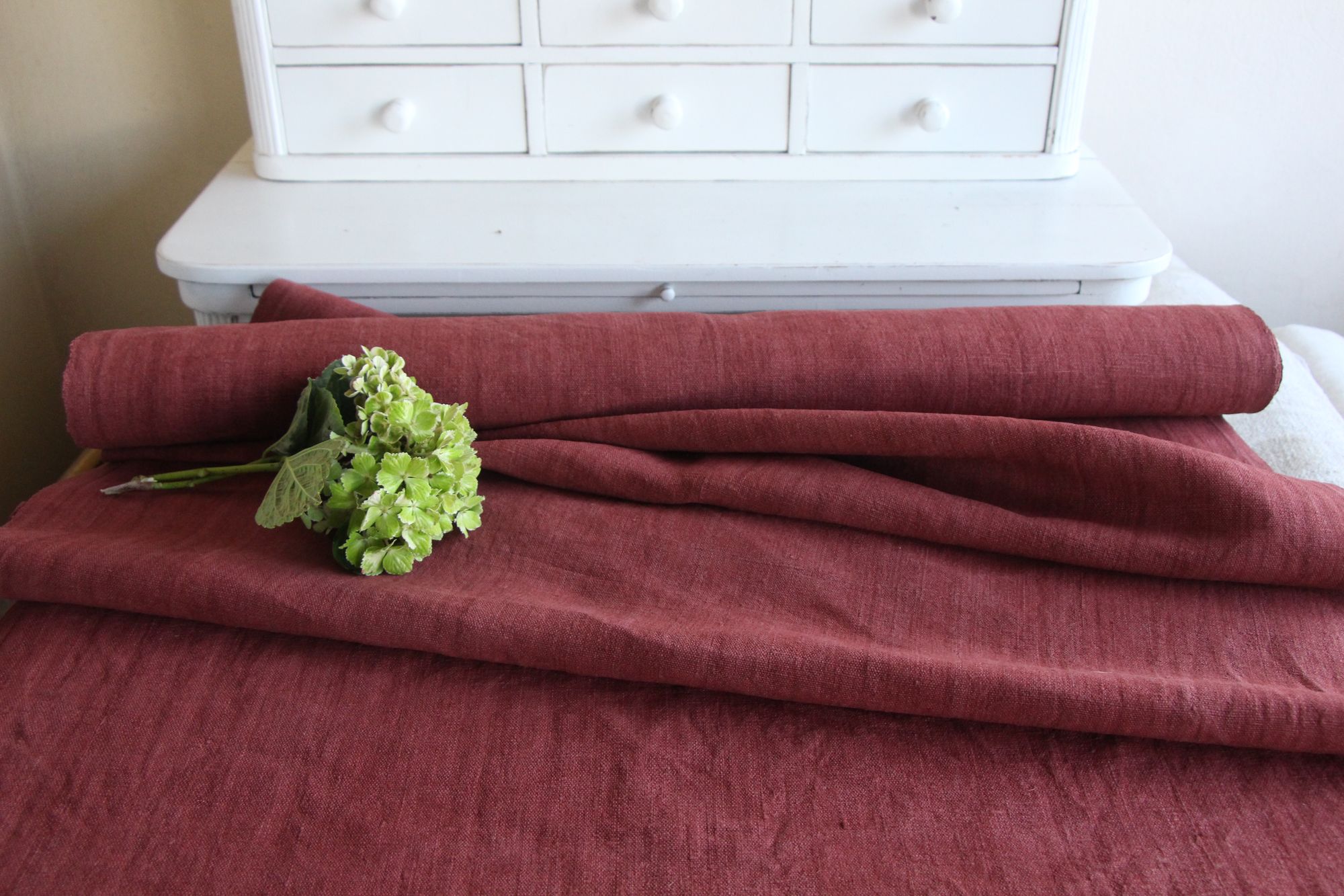dyed antique linen fabric, 5.79 y, upholstery fabric, french linen, Z 260 - Image 9