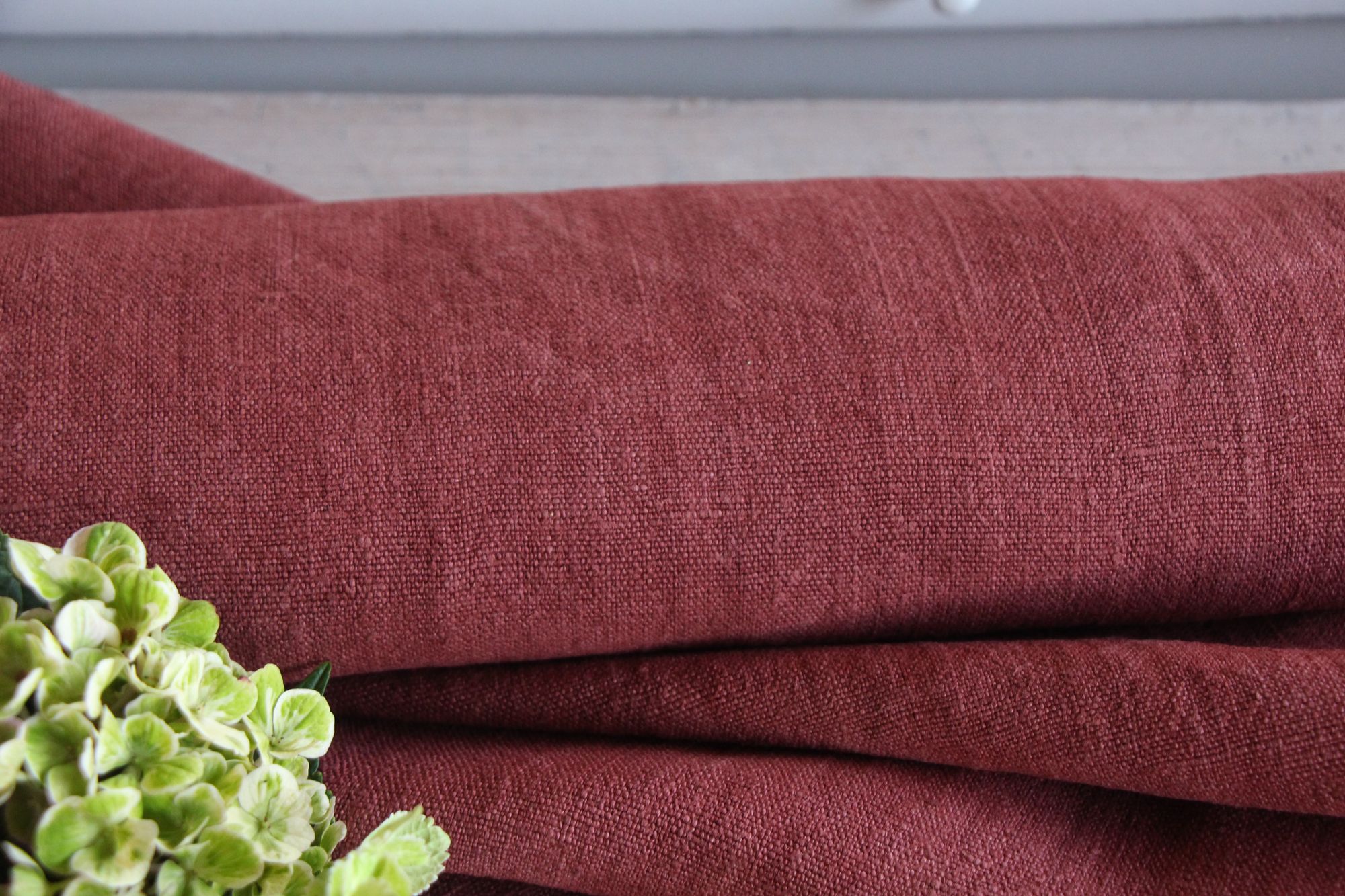 dyed antique linen fabric, 5.79 y, upholstery fabric, french linen, Z 260 - Image 5