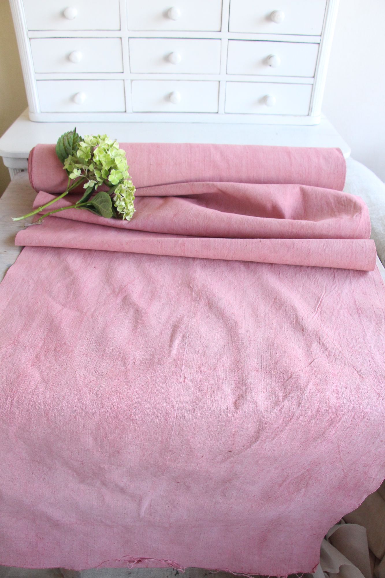 dyed antique linen fabric, 12.24 y, upholstery fabric, french linen, Z 265