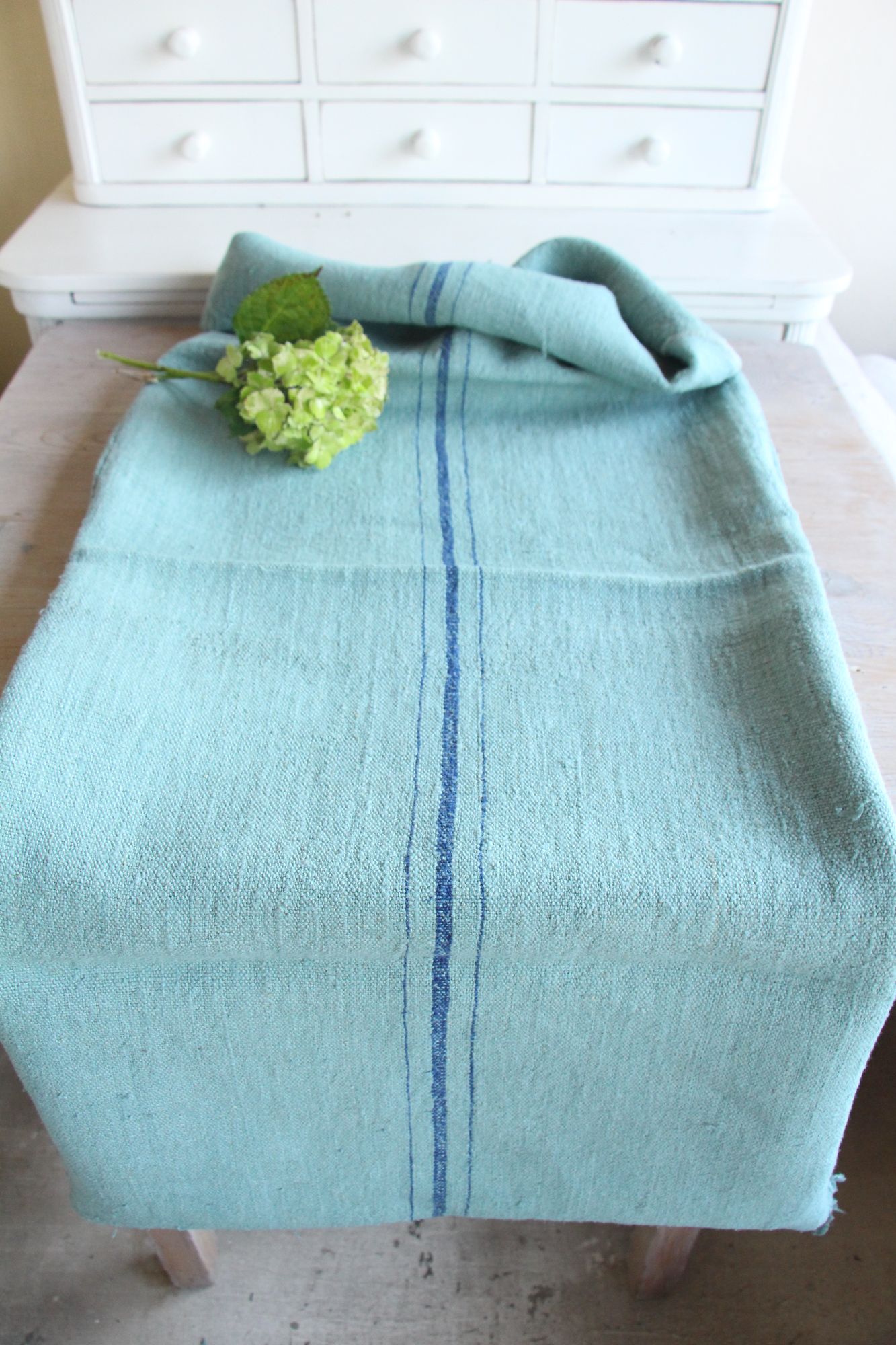 dyed antique linen grain sack, pillow fabric, rustic, durable, L 839