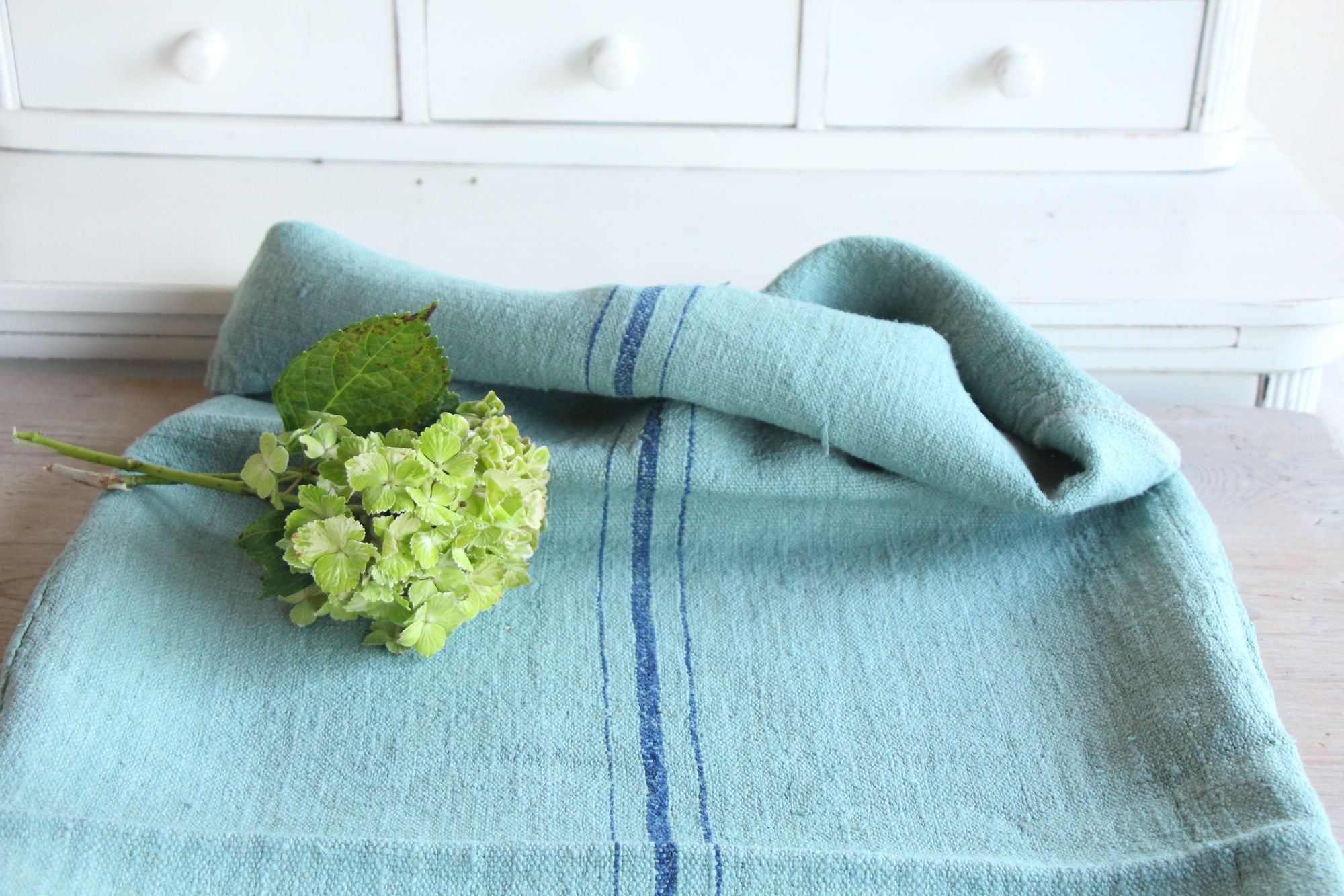 dyed antique linen grain sack, pillow fabric, rustic, durable, L 839 - Image 9