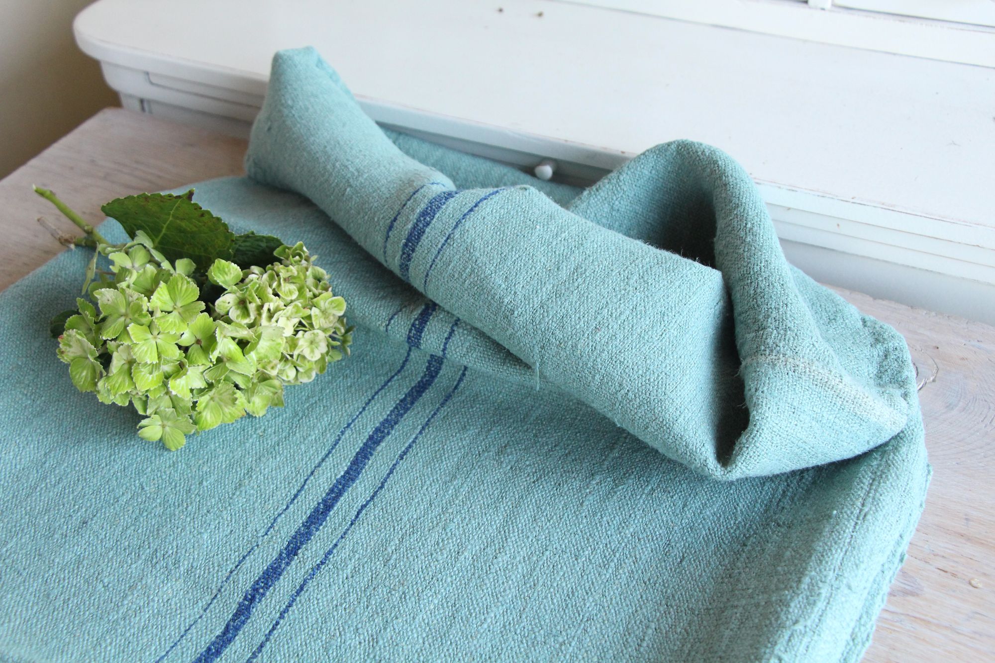dyed antique linen grain sack, pillow fabric, rustic, durable, L 839 - Image 3