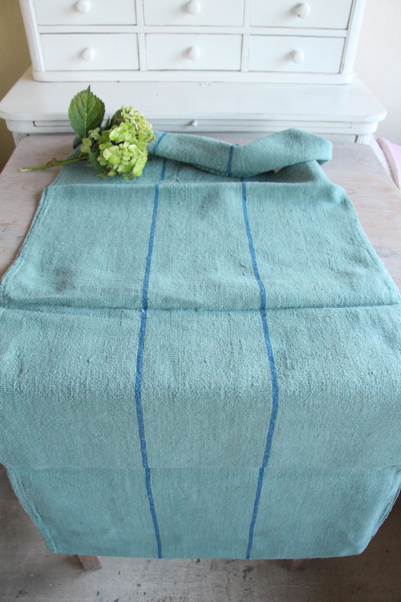 dyed antique linen grain sack, pillow fabric, rustic, durable, L 843