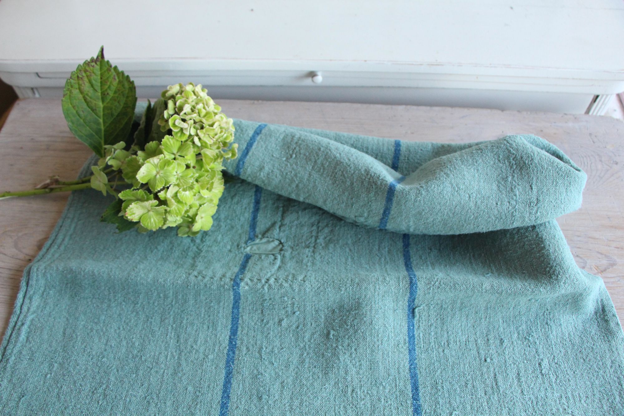 dyed antique linen grain sack, pillow fabric, rustic, durable, L 843 - Image 6