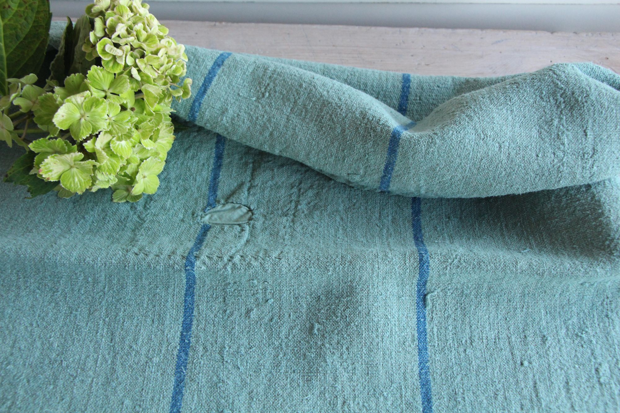 dyed antique linen grain sack, pillow fabric, rustic, durable, L 843 - Image 5