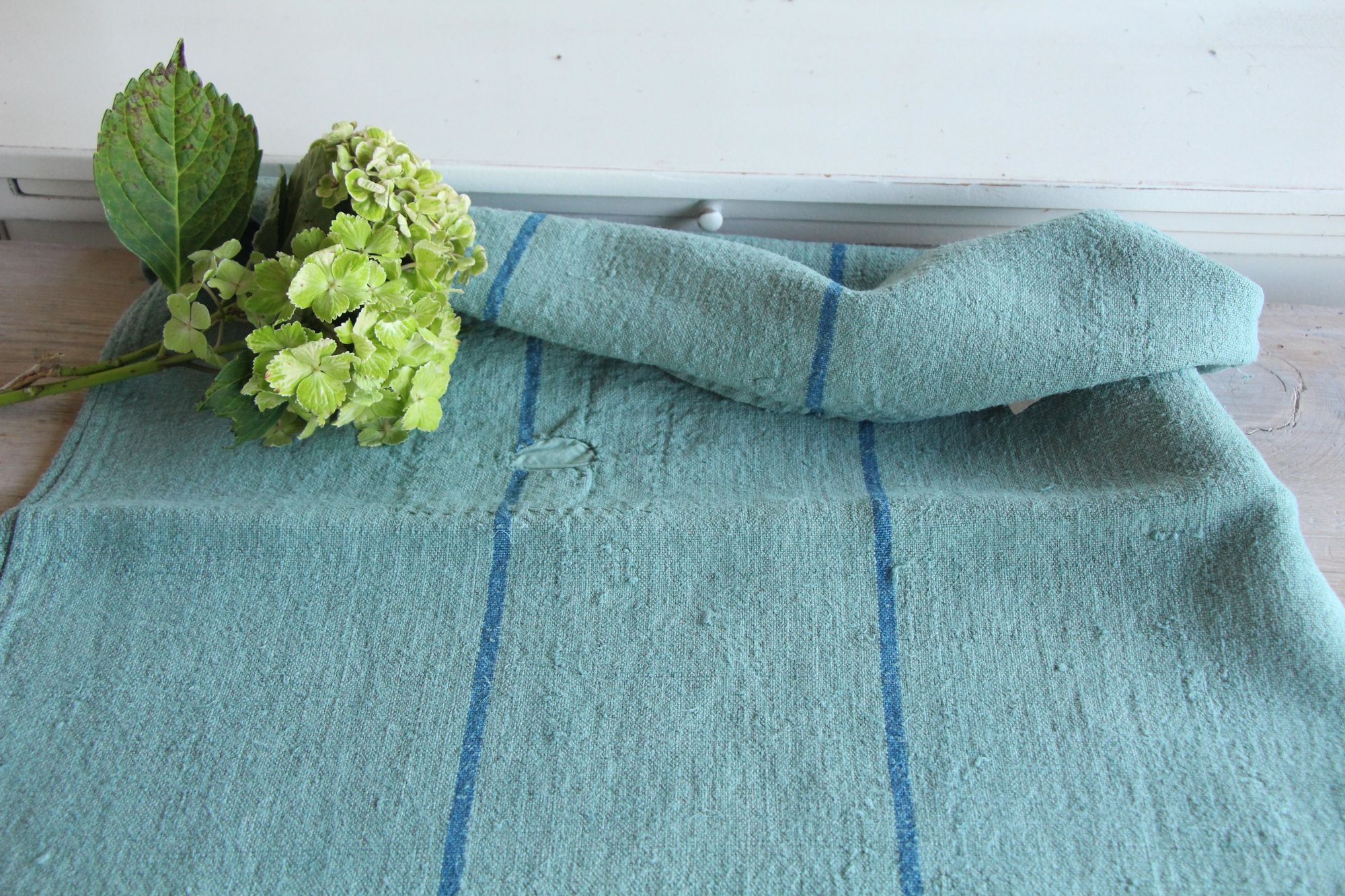 dyed antique linen grain sack, pillow fabric, rustic, durable, L 843 - Image 3