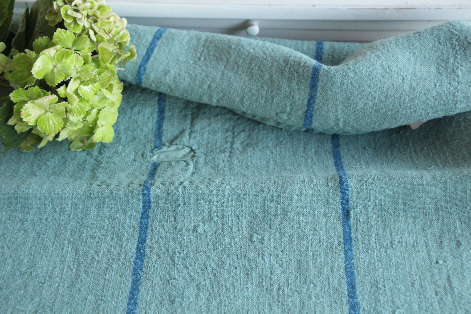 dyed antique linen grain sack, pillow fabric, rustic, durable, L 843 - Image 2