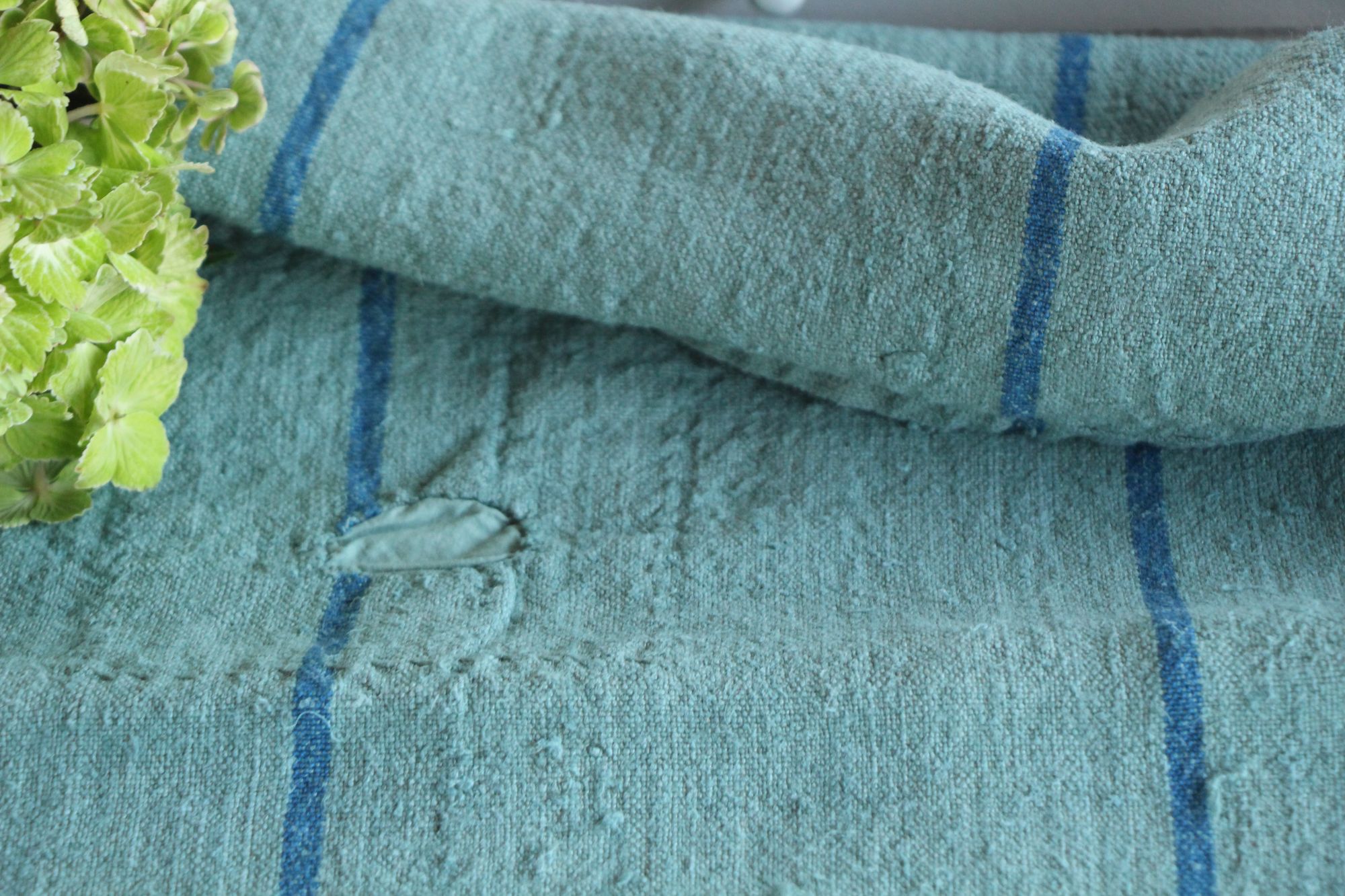 dyed antique linen grain sack, pillow fabric, rustic, durable, L 843 - Image 8