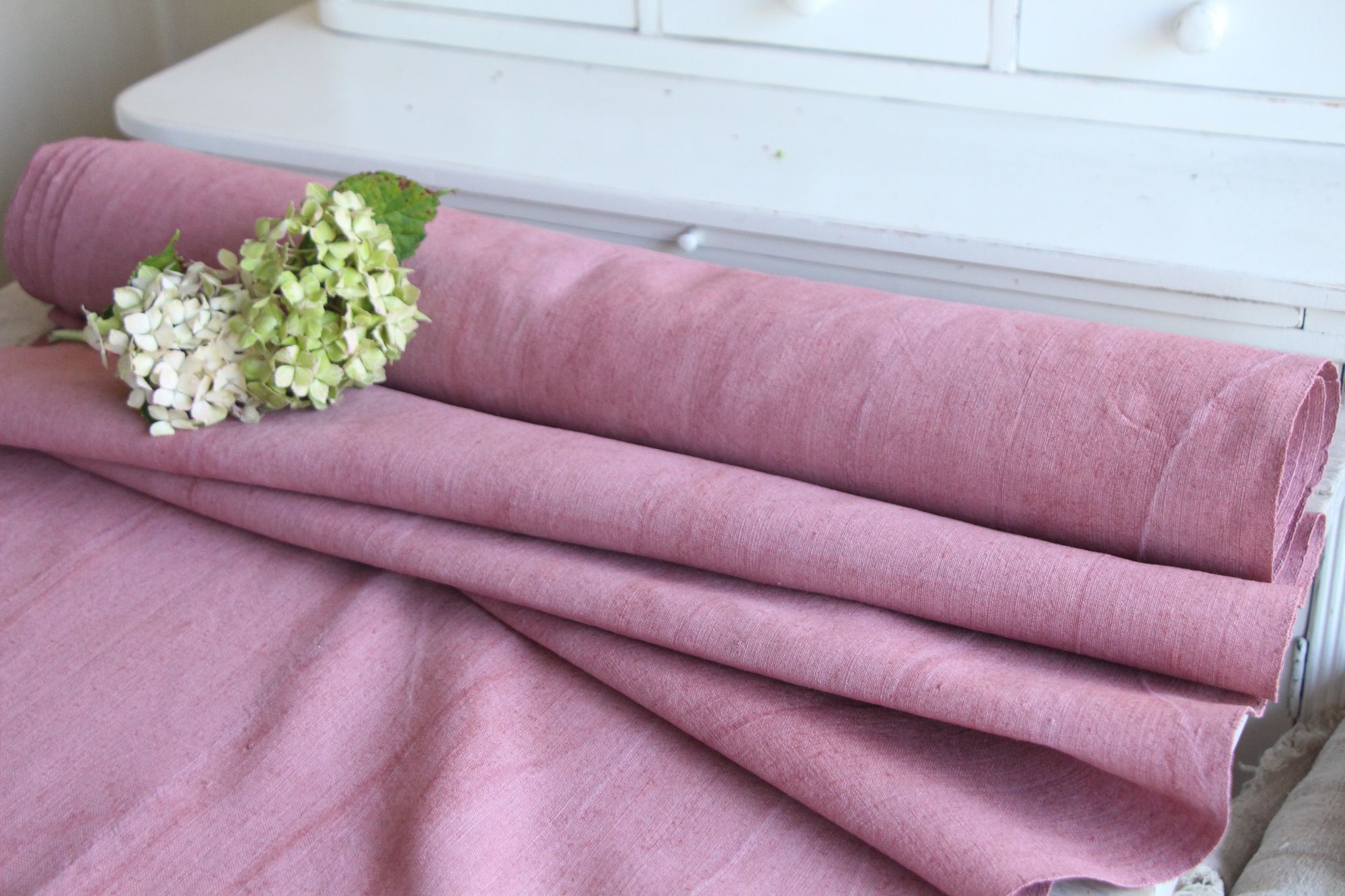 dyed antique linen fabric, 8.74 y, upholstery fabric, french linen, Z 275 - Image 3