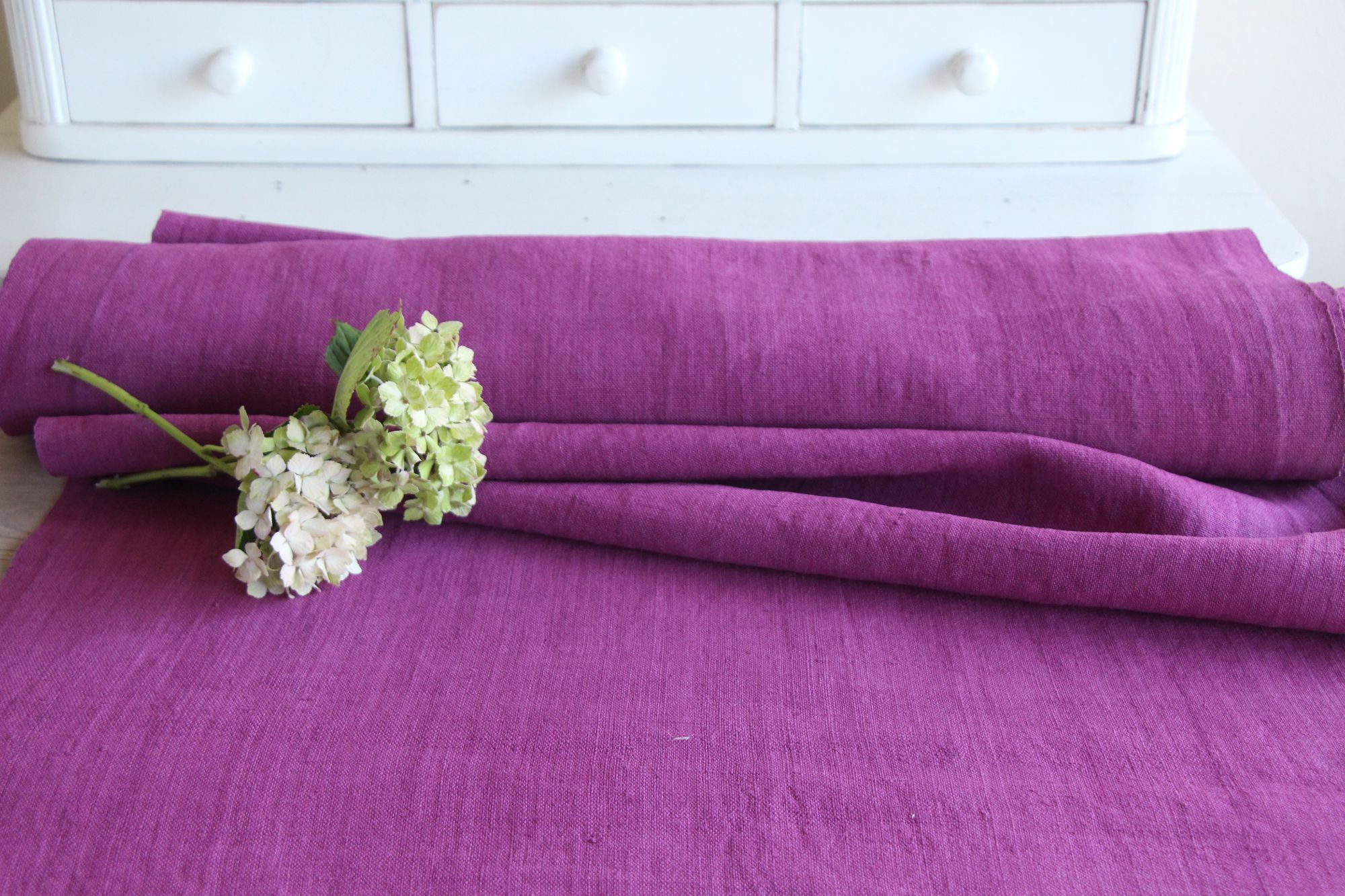 dyed antique linen fabric, 10.38 y, upholstery fabric, french linen, Z 277 - Image 3