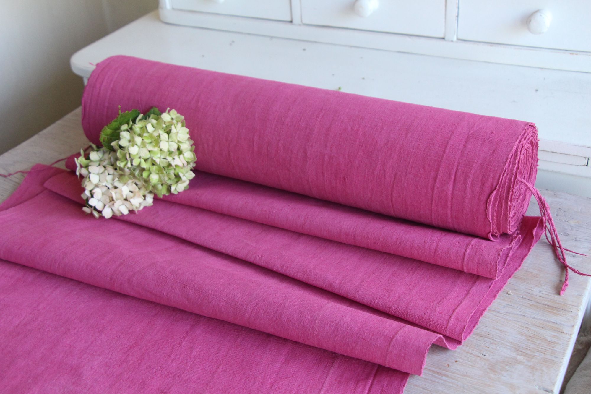 dyed antique linen fabric, 17.66 y, upholstery fabric, french linen, Z 274 - Image 2