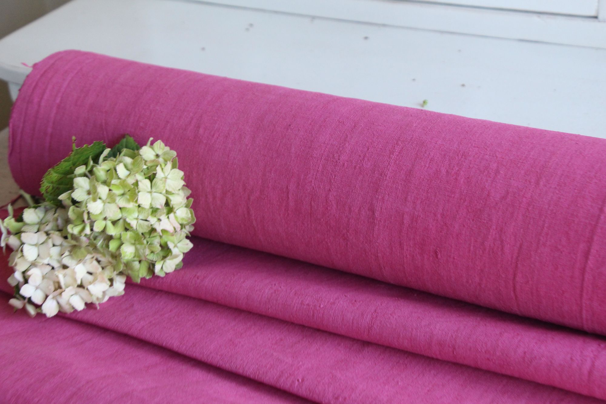 dyed antique linen fabric, 17.66 y, upholstery fabric, french linen, Z 274 - Image 3