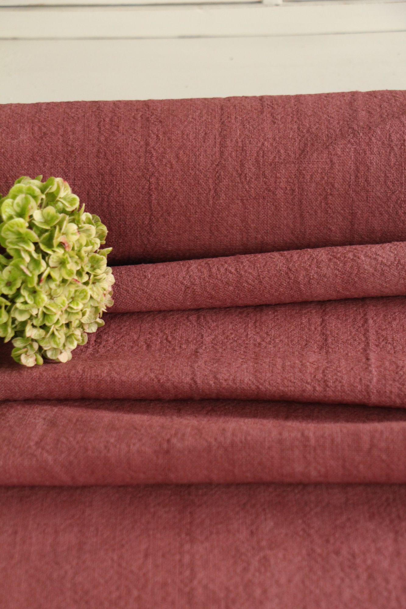 dyed antique linen fabric, 8.53 y, table cloth, handmade, Z 282 - Image 8