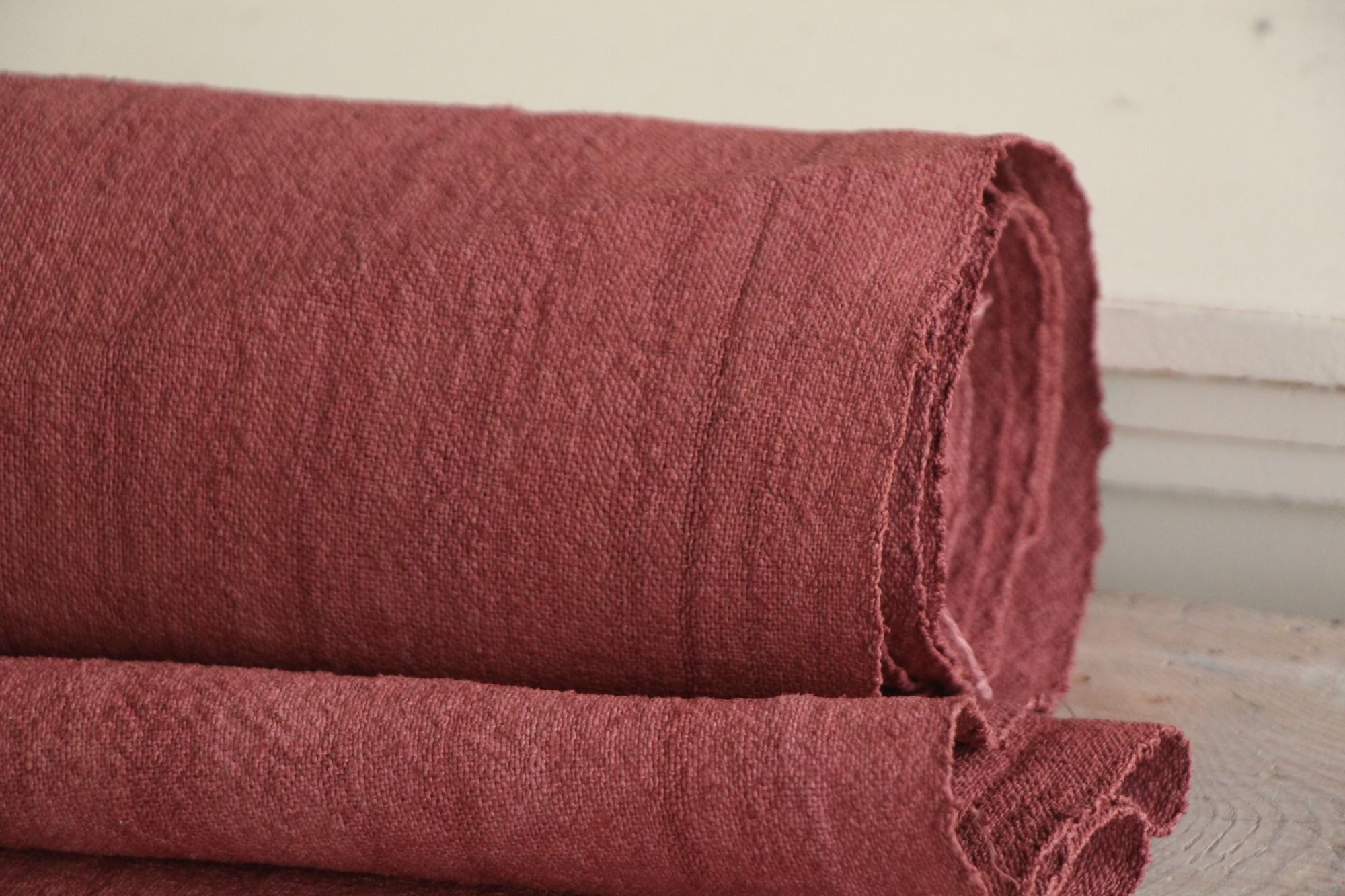 dyed antique linen fabric, 8.53 y, table cloth, handmade, Z 282 - Image 2