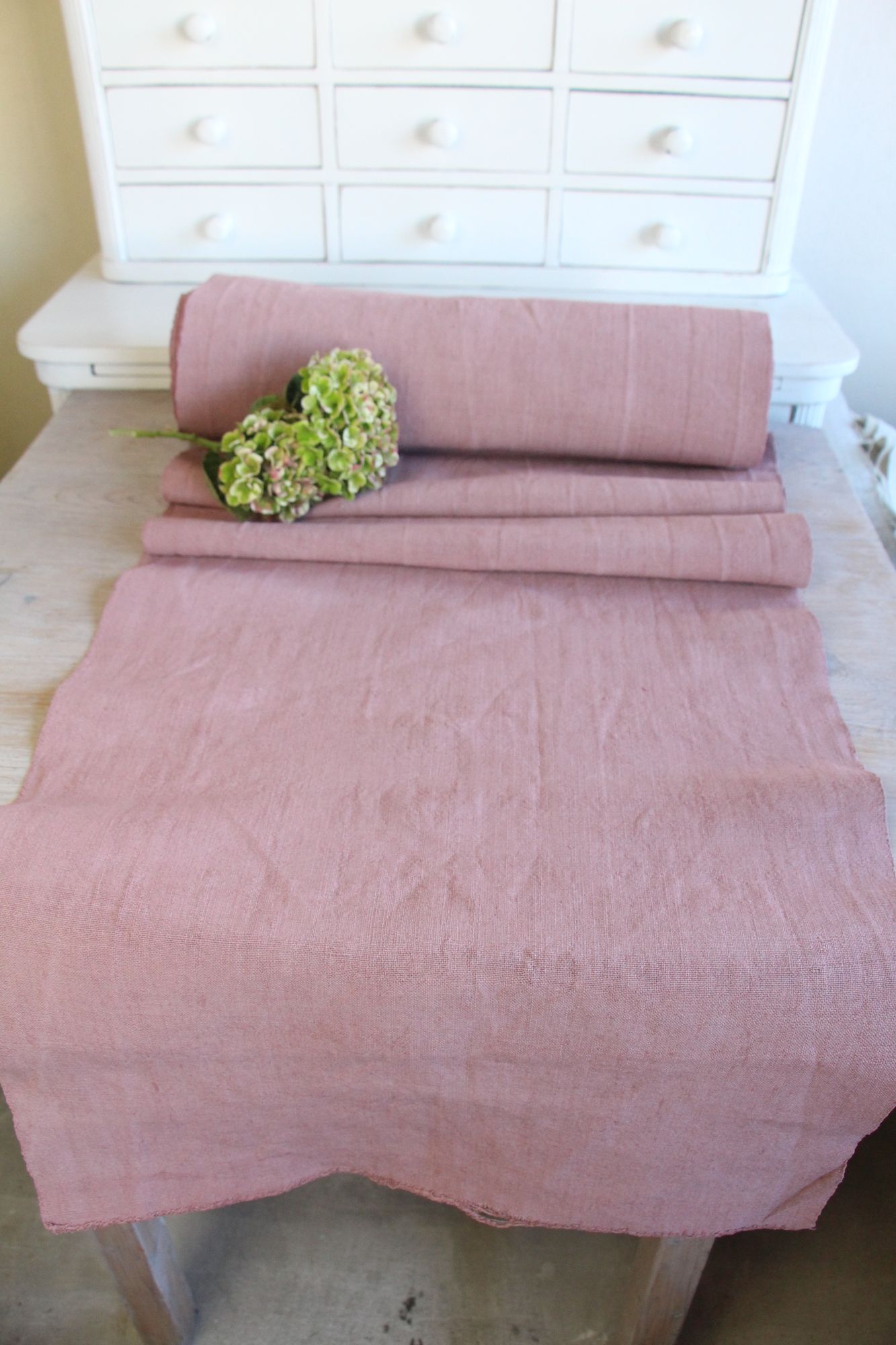 Gefärbter antiker Leinenstoff, 16,4 m, Tapezierstoff, Tischdecke, Z 287