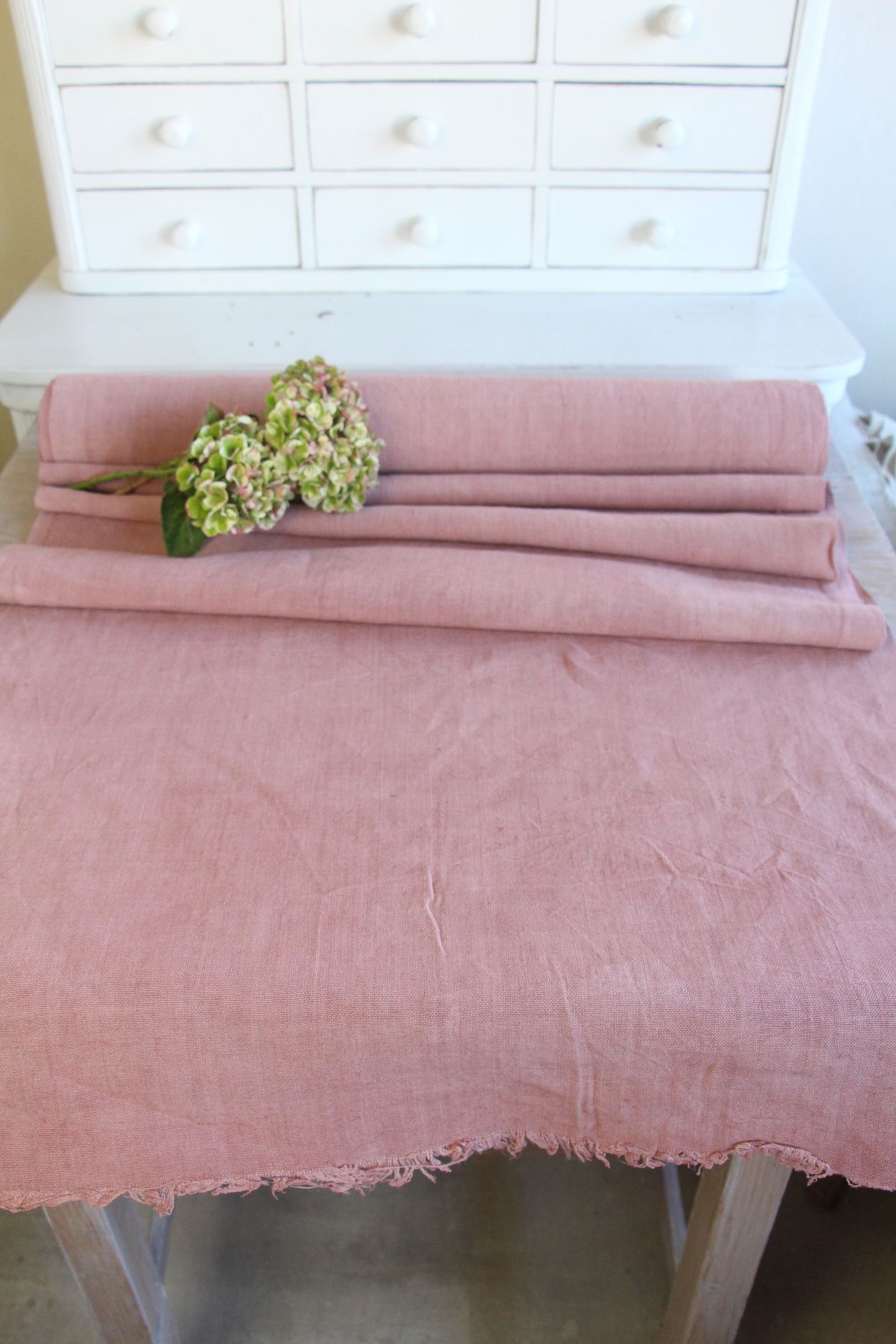 Gefärbter antiker Leinenstoff, 7,5 m, Tapezierstoff, Tischdecke, Z 283 – Bild 3