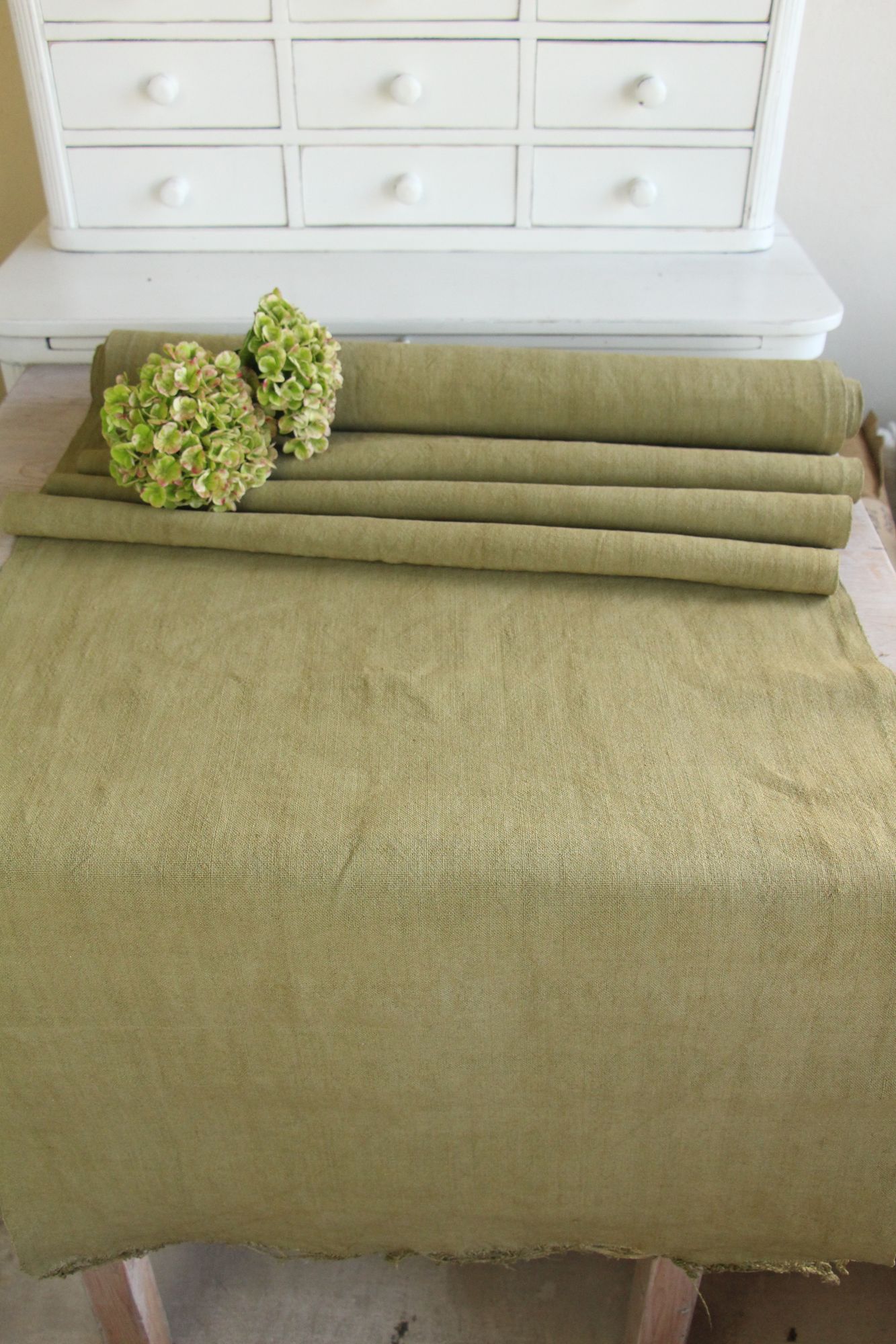 dyed antique linen fabric, 7.65 y, table cloth, wedding decor, Z 295 - Image 9