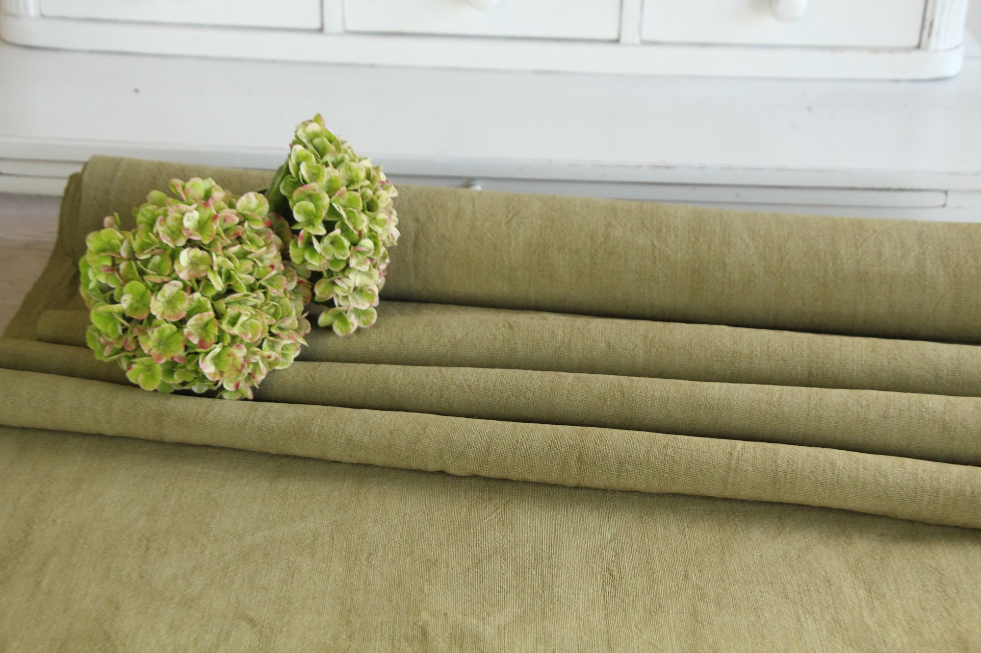 dyed antique linen fabric, 7.65 y, table cloth, wedding decor, Z 295 - Image 8