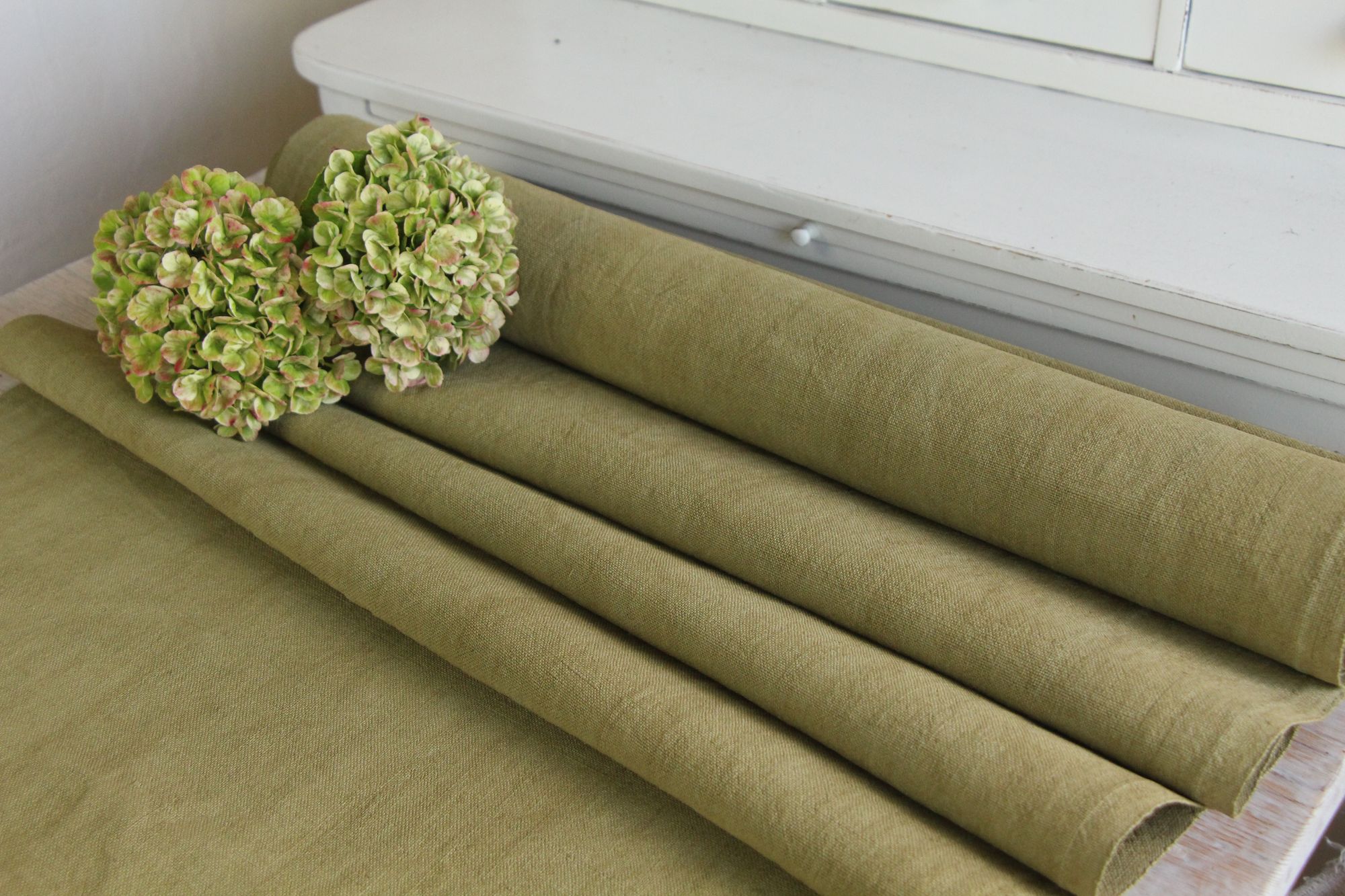 dyed antique linen fabric, 7.65 y, table cloth, wedding decor, Z 295 - Image 5