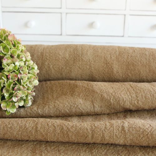 tinted antique linen fabric, 5.96 y, curtain fabric, table cloth, dark clay, Z 310