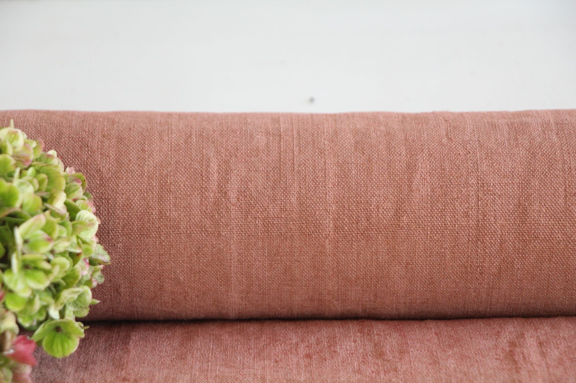 dyed antique linen fabric, 9.07 y, curtain fabric, table cloth, vintage rose, Z 312 - Image 5