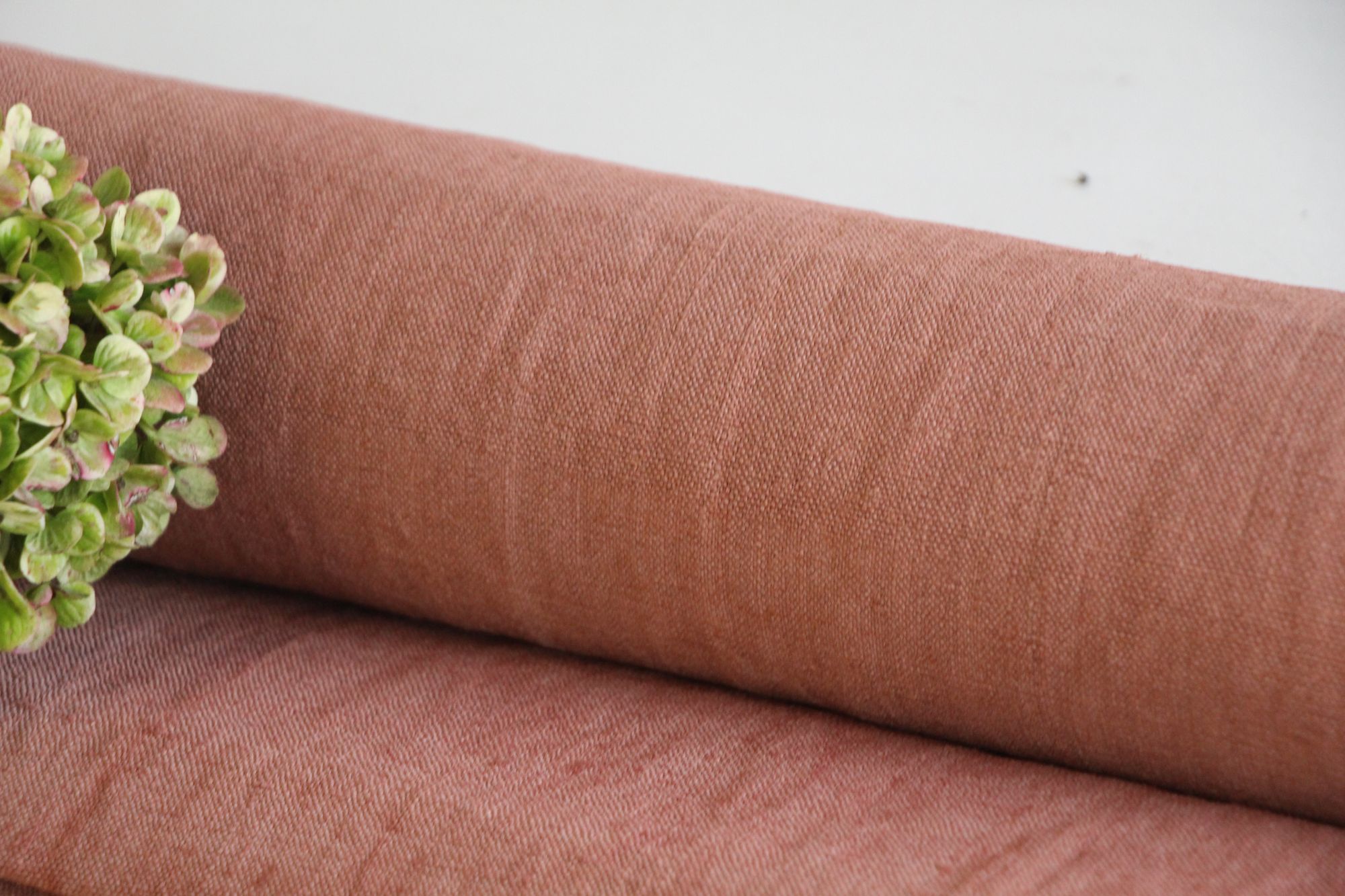 dyed antique linen fabric, 9.07 y, curtain fabric, table cloth, vintage rose, Z 312 - Image 7