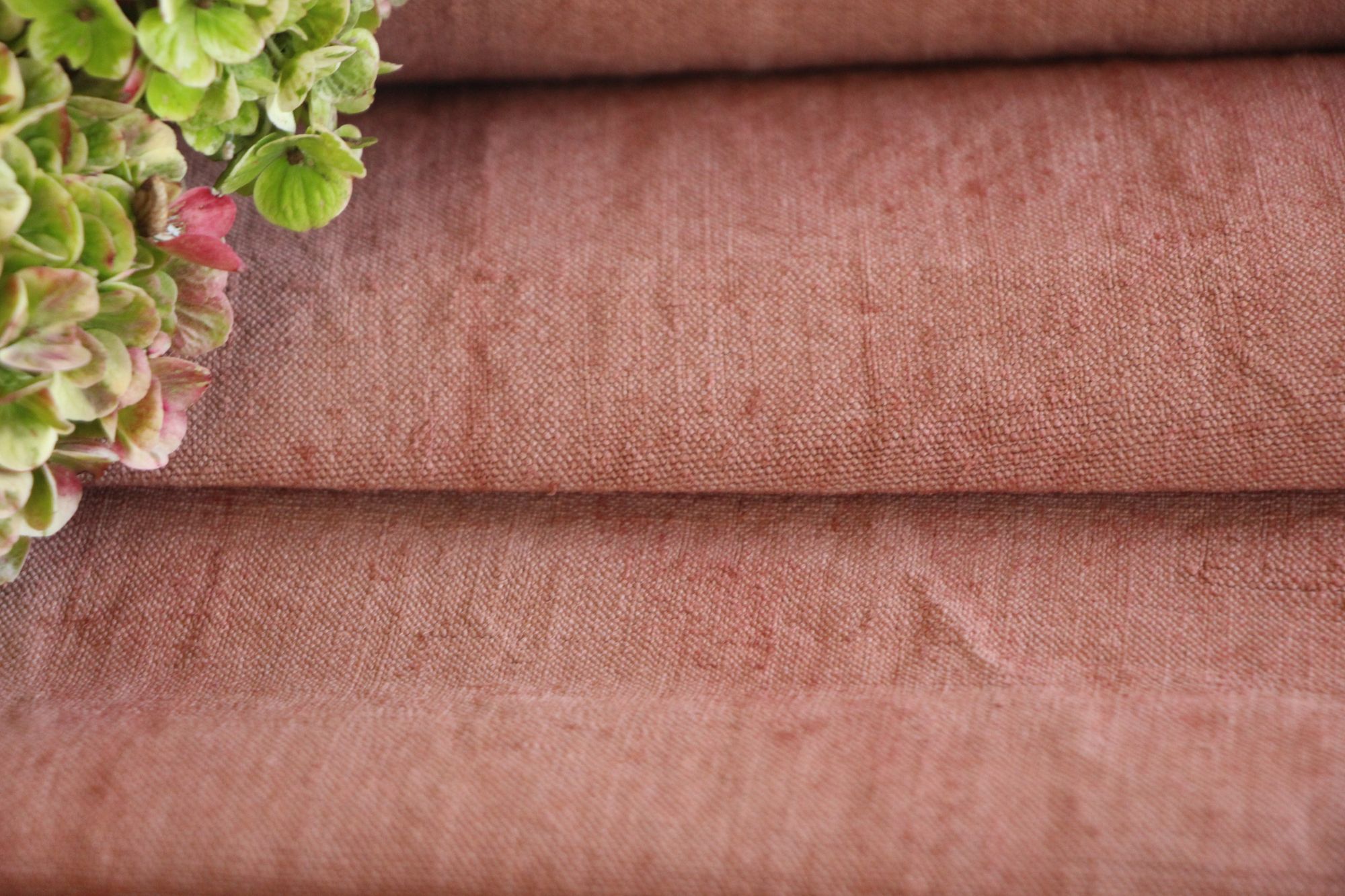dyed antique linen fabric, 9.07 y, curtain fabric, table cloth, vintage rose, Z 312 - Image 8