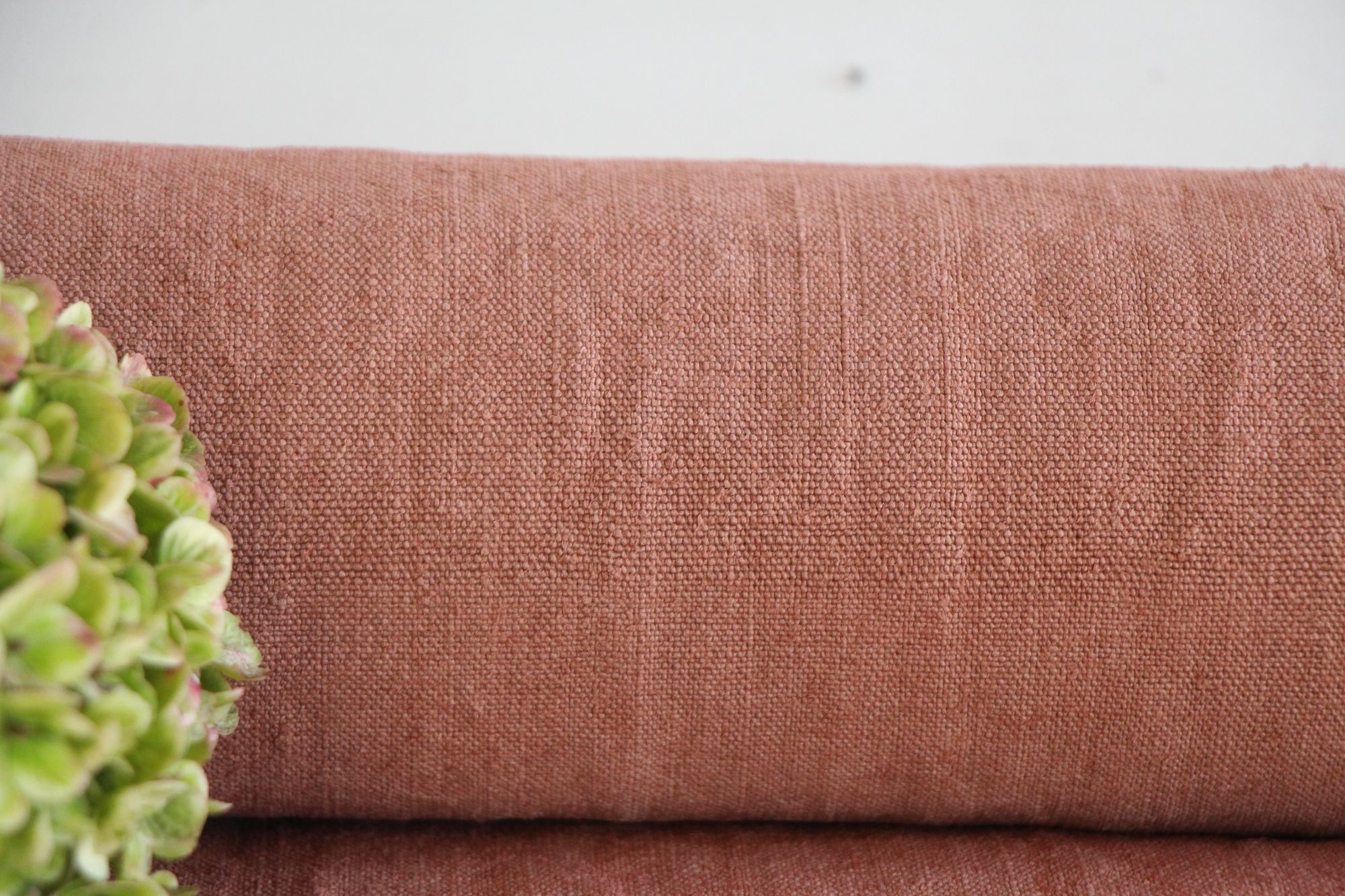 dyed antique linen fabric, 9.07 y, curtain fabric, table cloth, vintage rose, Z 312 - Image 10