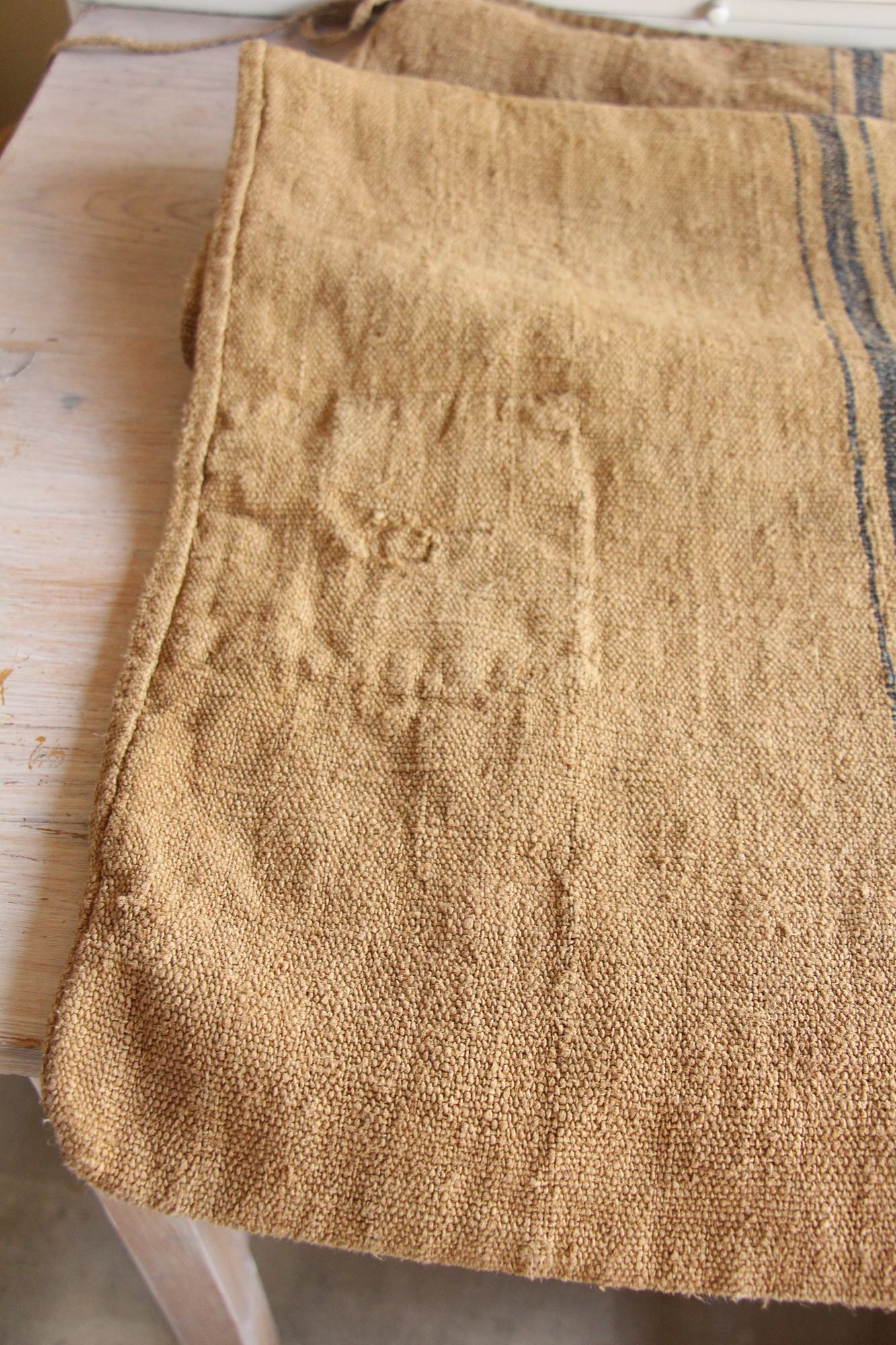 gefärbter antiker Leinensack, Kissenstoff, rustikal, strapazierfähig, Wabi-Sabi, L 989 – Bild 9
