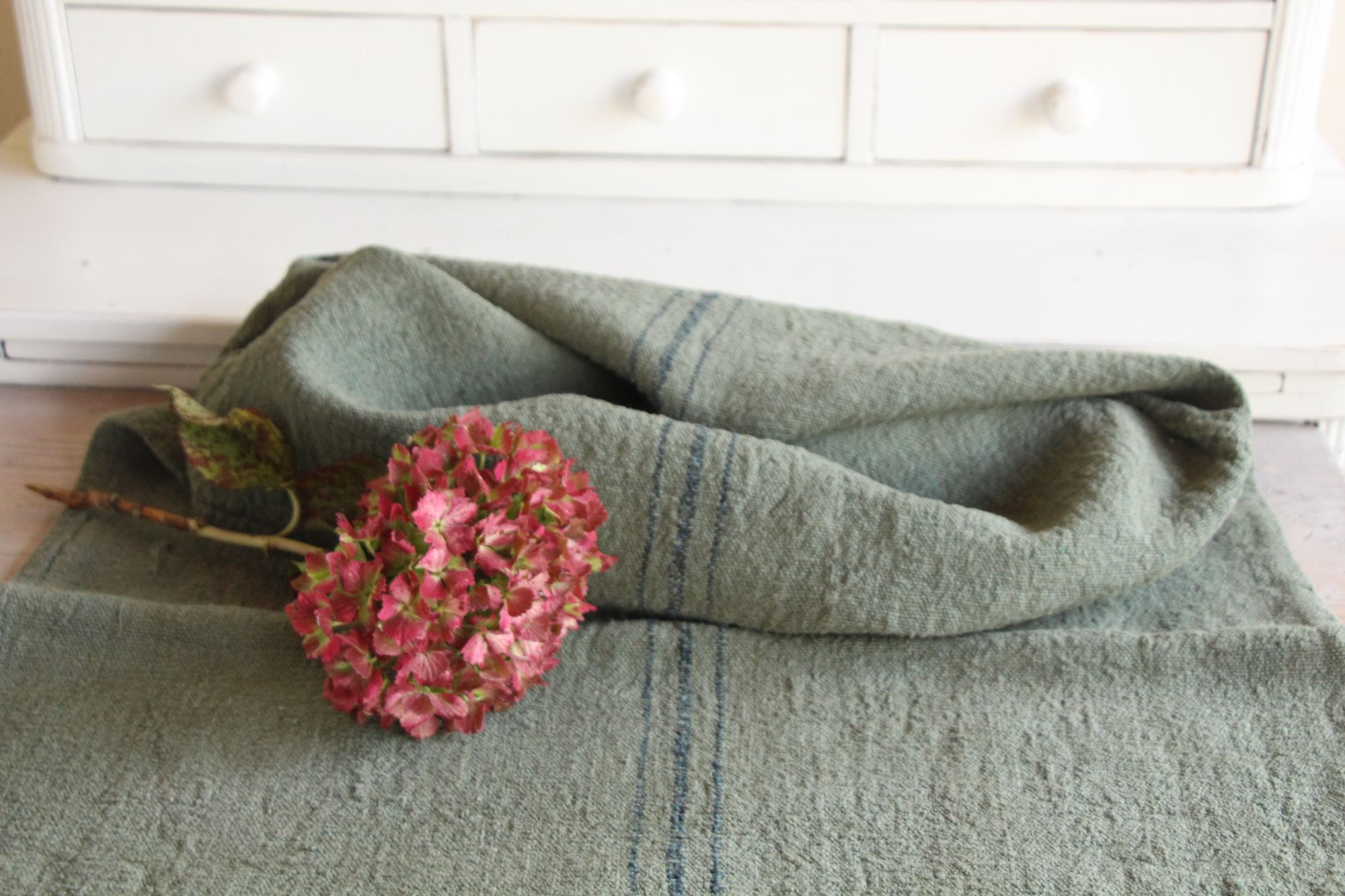 dyed antique linen grain sack, pillow fabric, rustic, durable, L 987 - Image 2